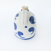 Ceramic Oil Pottery Jug with Cork Top and Blue Comma Design