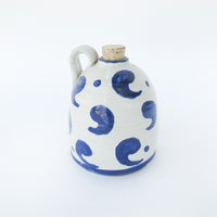 Ceramic Oil Pottery Jug with Cork Top and Blue Comma Design