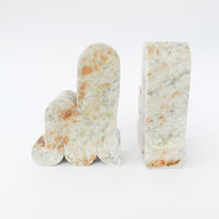 Curved Minimalist White Marble Bookends