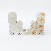 Curved Minimalist White Marble Bookends