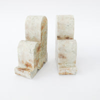 Curved Minimalist White Marble Bookends