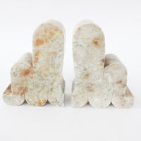 Curved Minimalist White Marble Bookends