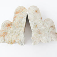 Curved Minimalist White Marble Bookends