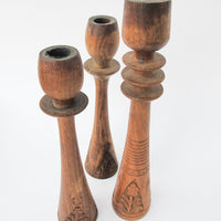 Teak Wood Candle Stick Holders Set of 4