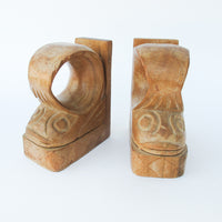 Carved Wood African Fish Bookends