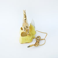 22K Gold Hand painted MCM Horse TV Lamp with Yellow Ceramic Planter Base