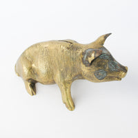 Brass Pig Change Coin Holder Piggy Bank