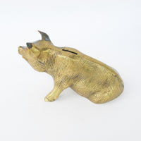 Brass Pig Change Coin Holder Piggy Bank