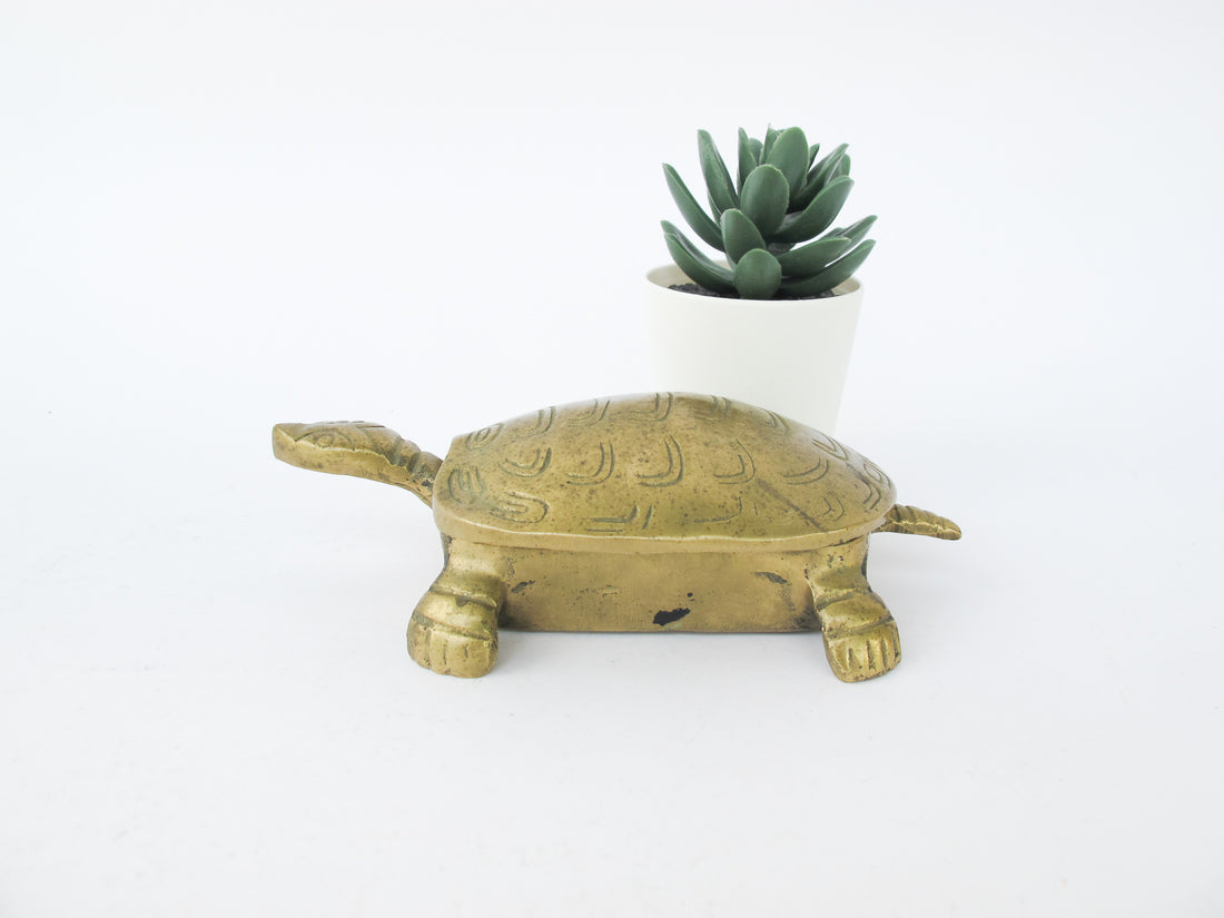 Antique Brass Turtle Trinket Box