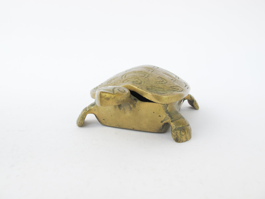 Brass Turtle Box Made in Taiwan Art Deco Antique