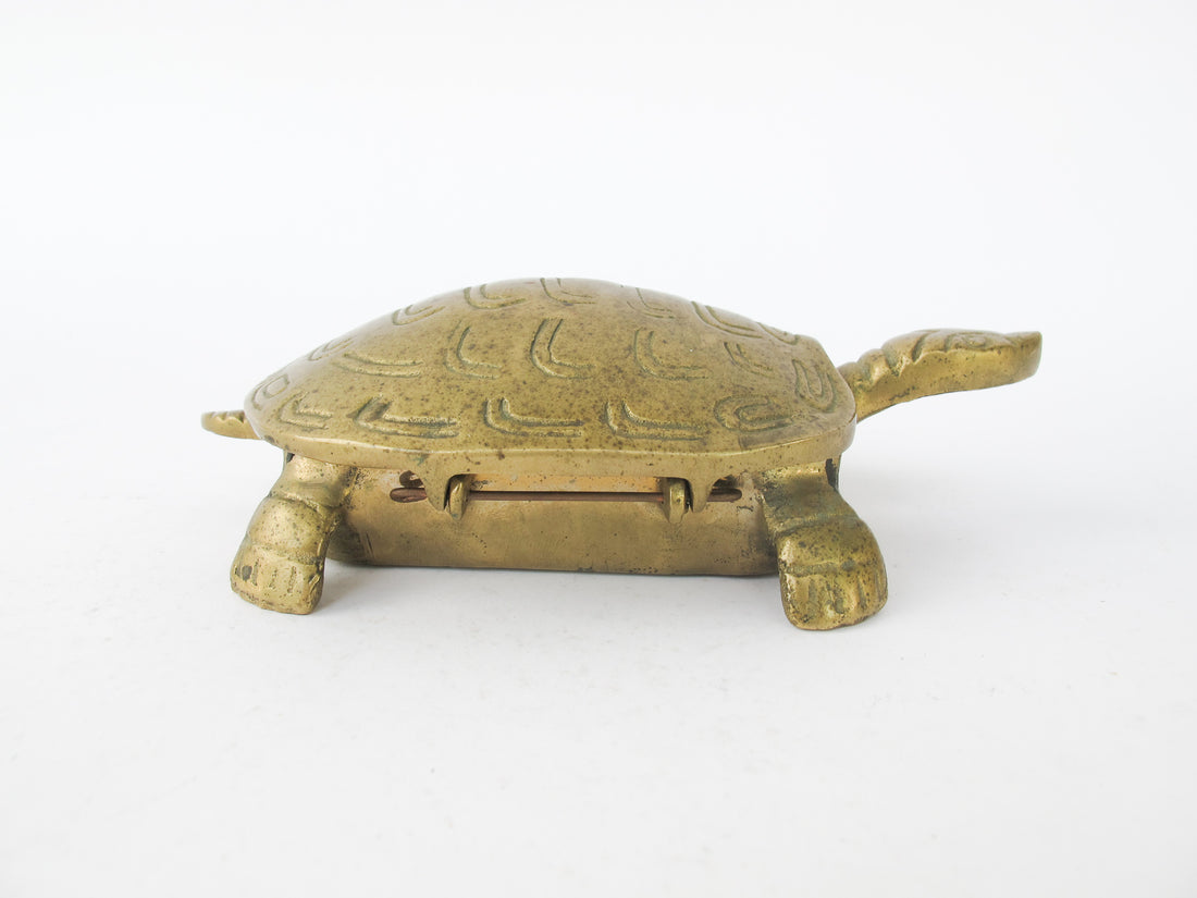 Brass Turtle Box Made in Taiwan Art Deco Antique