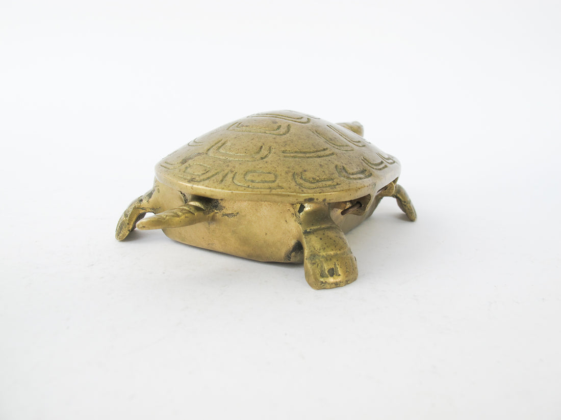 Brass Turtle Box Made in Taiwan Art Deco Antique