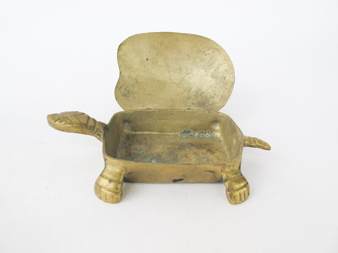 Brass Turtle Box Made in Taiwan Art Deco Antique