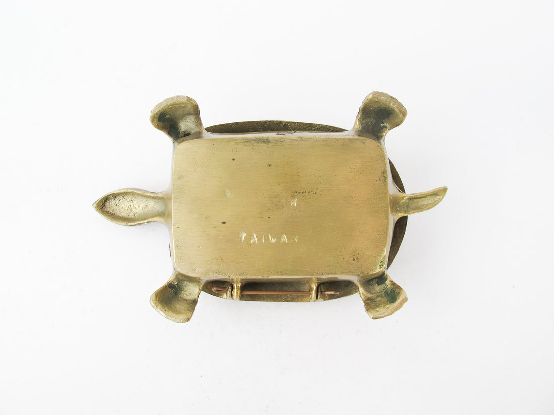 Brass Turtle Box Made in Taiwan Art Deco Antique
