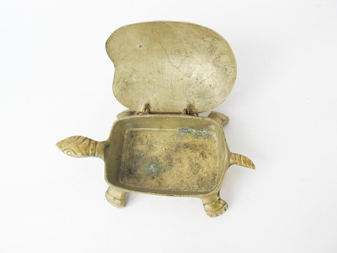Brass Turtle Box Made in Taiwan Art Deco Antique
