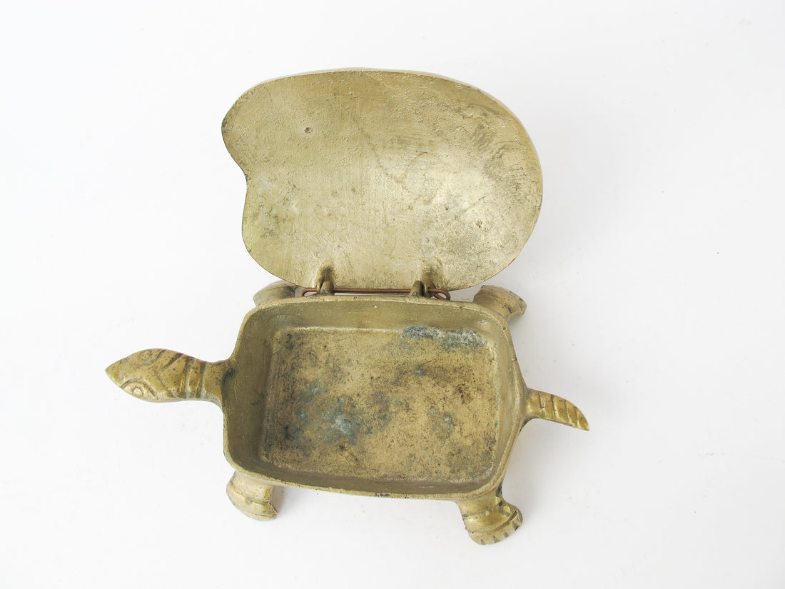 Brass Turtle Box Made in Taiwan Art Deco Antique