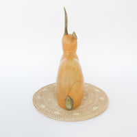 Wood Carved Rabbit with Brass Ears and Tail