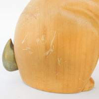 Wood Carved Rabbit with Brass Ears and Tail