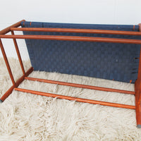 Long Blue Woven Bench Stool