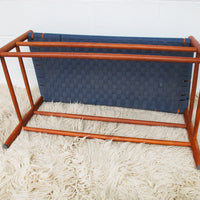 Long Blue Woven Bench Stool