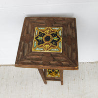 Mexican Tile and WoodTwo-Tier Plant Stand Table