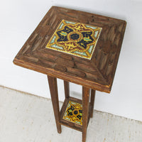 Mexican Tile and WoodTwo-Tier Plant Stand Table