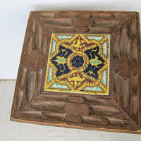 Mexican Tile and WoodTwo-Tier Plant Stand Table