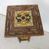 Mexican Tile and WoodTwo-Tier Plant Stand Table