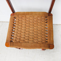 Danish Woven Cord Folding Valet Chair Coat Rack