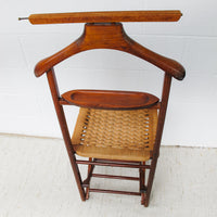 Danish Woven Cord Folding Valet Chair Coat Rack