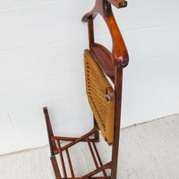 Danish Woven Cord Folding Valet Chair Coat Rack