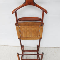 Danish Woven Cord Folding Valet Chair Coat Rack