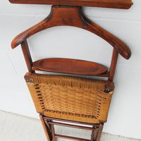 Danish Woven Cord Folding Valet Chair Coat Rack