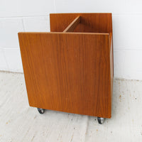 Danish Mid-Centurry Teak Plywood Rolling Record Organizer holder