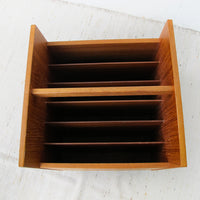 Danish Mid-Centurry Teak Plywood Rolling Record Organizer holder
