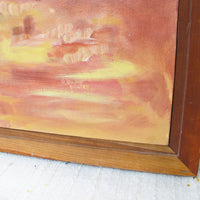 Wood Framed Pink Hills Painting from 91'