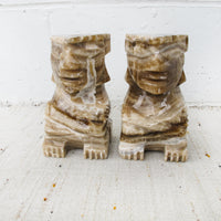 Green Jade Marble Onyx Tiki Bookends