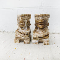 Green Jade Marble Onyx Tiki Bookends