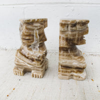 Green Jade Marble Onyx Tiki Bookends