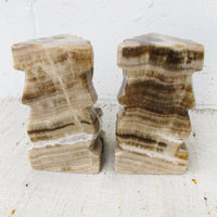 Green Jade Marble Onyx Tiki Bookends