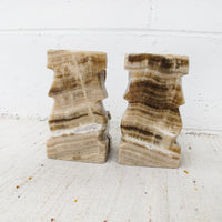 Green Jade Marble Onyx Tiki Bookends