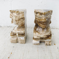 Green Jade Marble Onyx Tiki Bookends