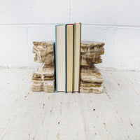 Green Jade Marble Onyx Tiki Bookends
