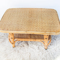 Woven Two-Tier Wicker Rattan Coffee Table