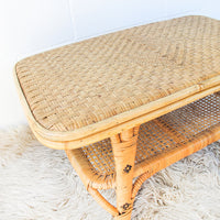 Woven Two-Tier Wicker Rattan Coffee Table