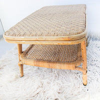 Woven Two-Tier Wicker Rattan Coffee Table
