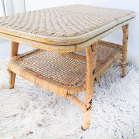 Woven Two-Tier Wicker Rattan Coffee Table
