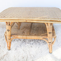 Woven Two-Tier Wicker Rattan Coffee Table