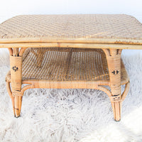 Woven Two-Tier Wicker Rattan Coffee Table
