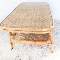 Woven Two-Tier Wicker Rattan Coffee Table